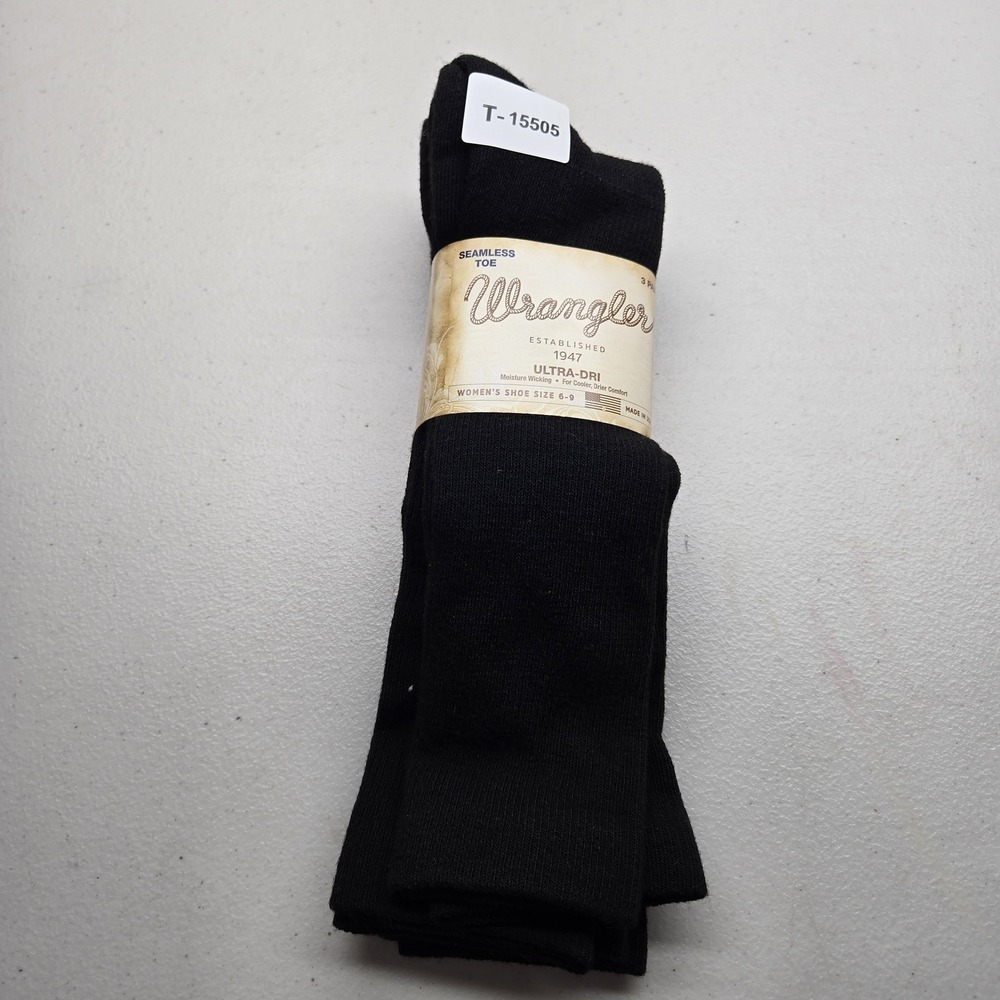 Wrangler‎ Women Socks 6-9 Black Ultra Dri Seamless Toe NWT